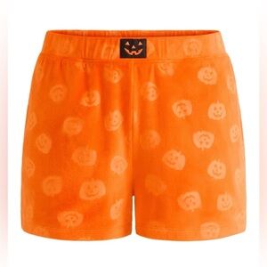 Way To Celebrate - Women’s Jack-O-Lantern Plush Sleep Shorts – Size Large